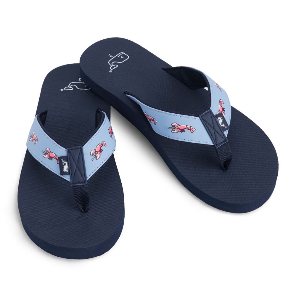 Vineyard Vines Navy and Light Blue Lobster Flip-Flops